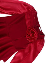 AOMEIDRESS Elegant Church Party Dresses 3D Flower Peplum Belly Cover