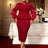 AOMEIDRESS Elegant Church Party Dresses 3D Flower Peplum Belly Cover Wine / 0XL