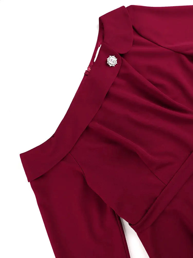 AOMEIDRESS Elegant Co-Ords for Christmas Wedding Slanted Shoulder Top