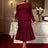 AOMEIDRESS Elegant Co-Ords for Christmas Wedding Slanted Shoulder Top Wine / S