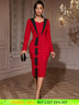 AOMEIDRESS Elegant Color Block Dress Long Sleeve Gowns Autumn New Red / S