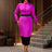AOMEIDRESS Elegant Color Block Ruffle Cuffs Dress For Office Church Rose / S
