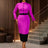 AOMEIDRESS Elegant Color Block Ruffle Cuffs Dress For Office Church Rose / S