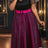 AOMEIDRESS Elegant Colorblock A Line Party Dress V Neck Waist Belt Black / S