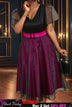 AOMEIDRESS Elegant Colorblock A Line Party Dress V Neck Waist Belt Black / S