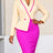 AOMEIDRESS Elegant Colorblock Dress Slim Party Office Lady Gowns - Rose / S