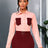 AOMEIDRESS Elegant Colorblock Turn Down Collar Long Sleeves Shirt Pink / S