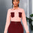 AOMEIDRESS Elegant Colorblock Turn Down Collar Long Sleeves Shirt Pink / S