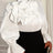 AOMEIDRESS Elegant Cotton Shirt Button 3D Flower Long Sleeves Church - White / L