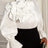 AOMEIDRESS Elegant Cotton Shirt Button 3D Flower Long Sleeves Church - White / L