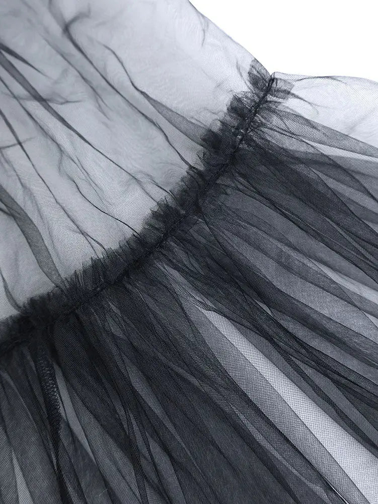 AOMEIDRESS Elegant DarkPurple Mesh Dress Flare Sleeve for Party Church