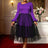 AOMEIDRESS Elegant DarkPurple Mesh Dress Flare Sleeve for Party Church DarkPurple / S