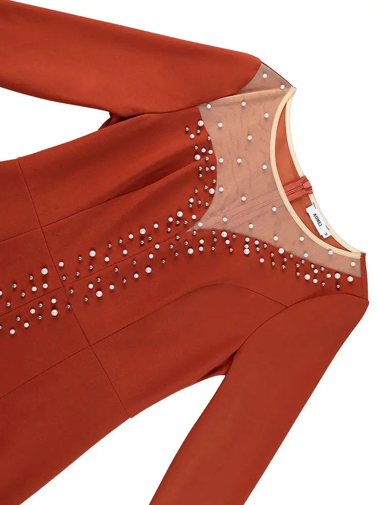 AOMEIDRESS Elegant Evening Party Mermaid Dress with Slit Beading