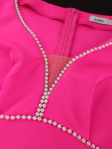 AOMEIDRESS Elegant Feather V Neck Dress with Beading for Wedding Party