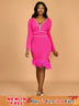 AOMEIDRESS Elegant Feather V Neck Dress with Beading for Wedding Party Rose / S