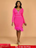 AOMEIDRESS Elegant Feather V Neck Dress with Beading for Wedding Party Rose / S