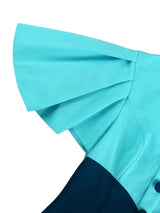 AOMEIDRESS Elegant Formal Party Midi Dress Half High Collar Patchwork