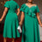 AOMEIDRESS Elegant Green A Line Ruffle Beaded Dress for Wedding Party Green / S
