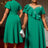 AOMEIDRESS Elegant Green A Line Ruffle Beaded Dress for Wedding Party Green / S