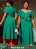 AOMEIDRESS Elegant Green A Line Ruffle Beaded Dress for Wedding Party Green / S
