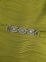 AOMEIDRESS Elegant Green Knit Dress Organza Ruffle Sleeve For Party