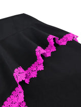 AOMEIDRESS Elegant Irregular A Line Skirt Color Block Pink Lace Trim