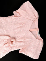 AOMEIDRESS Elegant Jacquard A Line Church Dress 3D Flower Puff Sleeve