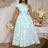 AOMEIDRESS Elegant Jacquard A Line Wedding Guests Dress One Shoulder LightBlue / S