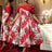 AOMEIDRESS Elegant Jacquard A Line Wedding Guests Dresses Slash Neck Red / 0XL