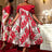 AOMEIDRESS Elegant Jacquard A Line Wedding Guests Dresses Slash Neck Red / 0XL