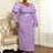 AOMEIDRESS Elegant Jacquard Bodycon Dress Puff Sleeve Folds Gowns Purple / L