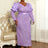 AOMEIDRESS Elegant Jacquard Bodycon Dress Puff Sleeve Folds Gowns Purple / L