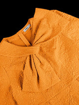 Women Elegant Jacquard Dress Bow Neck Peplum Bodycon Party Gown