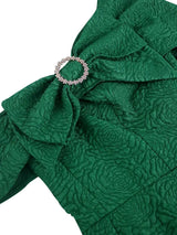 AOMEIDRESS Elegant Jacquard Dress Slash Neck Bodycon with Big Bow