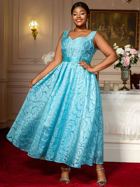 AOMEIDRESS Elegant Jacquard Floral A Line Pleated Wedding Guests Dress