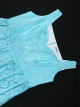 AOMEIDRESS Elegant Jacquard Floral A Line Pleated Wedding Guests Dress