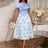 AOMEIDRESS Elegant Jacquard Midi A Line Wedding Guests Dress Big Bow LightBlue / S