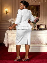 AOMEIDRESS Elegant Jacquard Package Hip Dresses For Wedding Guests