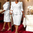 AOMEIDRESS Elegant Jacquard Package Hip Dresses For Wedding Guests White / 0XL
