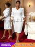 AOMEIDRESS Elegant Jacquard Package Hip Dresses For Wedding Guests White / 0XL