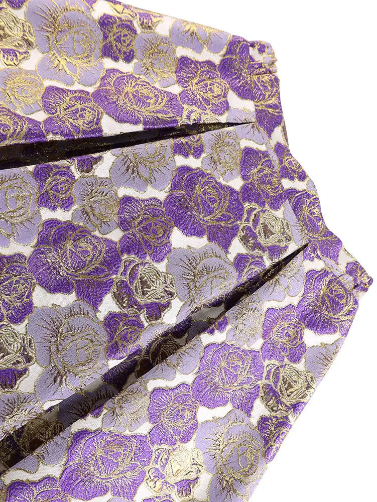 AOMEIDRESS Elegant Jacquard Two Piece Set Peplum Top A Line Skirt