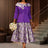 AOMEIDRESS Elegant Jacquard Two Piece Set Peplum Top A Line Skirt Purple / S