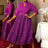 AOMEIDRESS Elegant Lace A Line Pleated Work Dresses Half High Collar Purple / S
