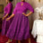 AOMEIDRESS Elegant Lace A Line Pleated Work Dresses Half High Collar Purple / S
