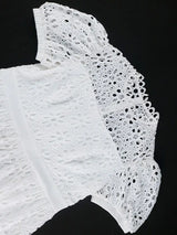 AOMEIDRESS Elegant Lace Midi A Line Wedding Guests Dress Puff Sleeve