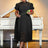 AOMEIDRESS Elegant Lace Midi A Line Wedding Guests Dress Puff Sleeve Black / 0XL