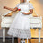 AOMEIDRESS Elegant Lace Midi A Line Wedding Guests Dress Puff Sleeve White / 0XL