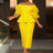 AOMEIDRESS Elegant Lace Off Shoulder Peplum Dress for Party Wedding Yellow / 0XL