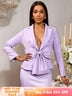 AOMEIDRESS Elegant Laverder Blazer Top with Bow for Evening Party Lavender / S
