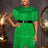 AOMEIDRESS Elegant Luxury Mini Tassels Wedding Guest Dresses O Neck Green / S